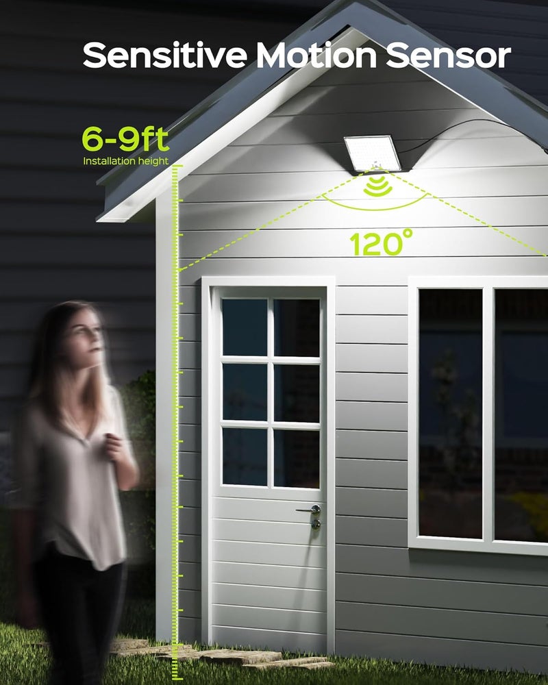 JACKYLED Solar Lights Outdoor Waterproof, Motion Sensor Flood Light 113 LED Bright Cool White Dusk to Dawn Solar Powered Outdoor Lights for Backyard Porch Garden Patio Garage (3 Pack) - Image 5
